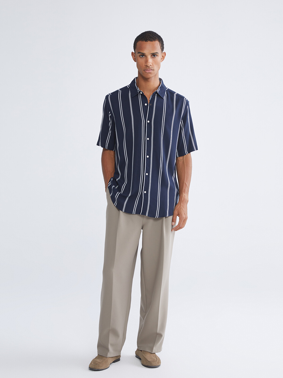 LCW Vision Regular Fit Striped Viscose Men's Shirt - S6AS55Z8-LGS