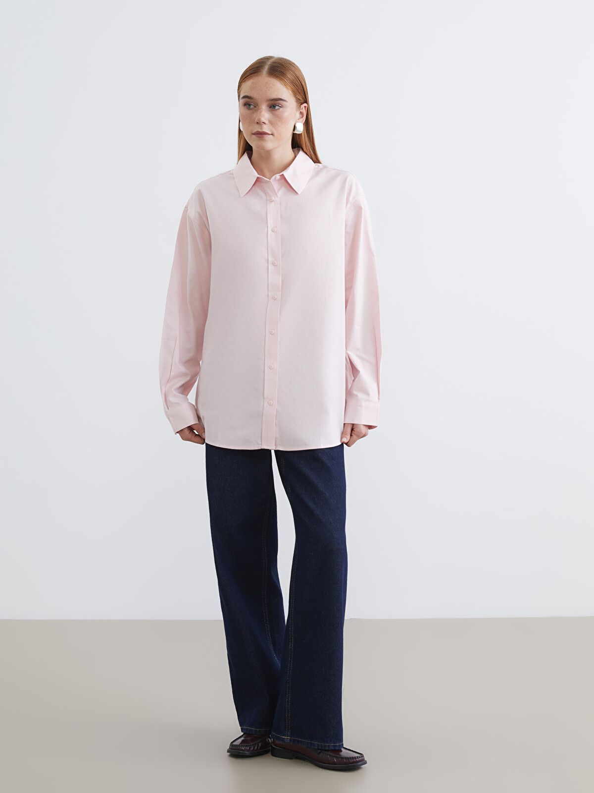LCW Modest Oversize Poplin Women's Shirt Tunic - S6AS73Z8-DMQ | LC
