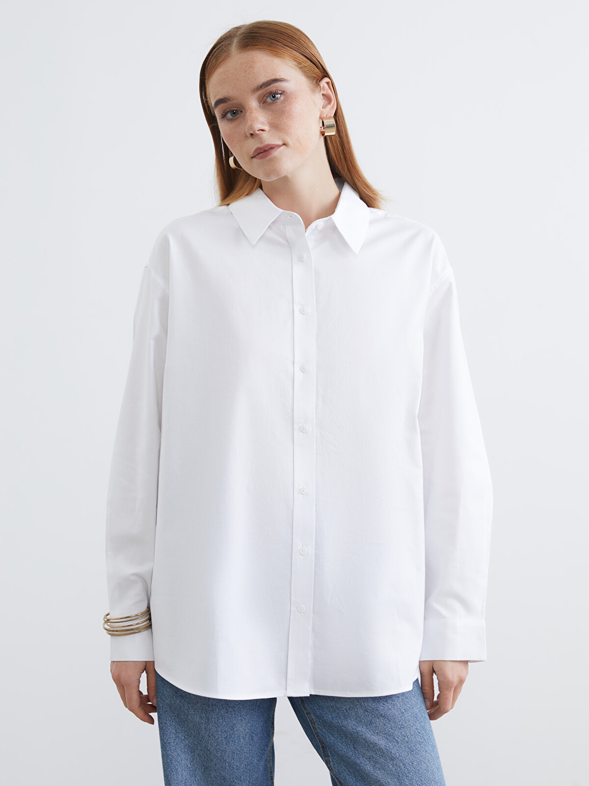 LCW Modest Oversize Poplin Women's Shirt Tunic - S6AS73Z8-Q6K - LC