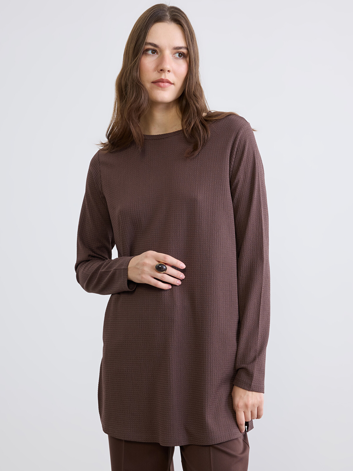 LCWAIKIKI Classic Crew Neck Women's Tunic - S6AV07Z8-HLD | LC Waikiki