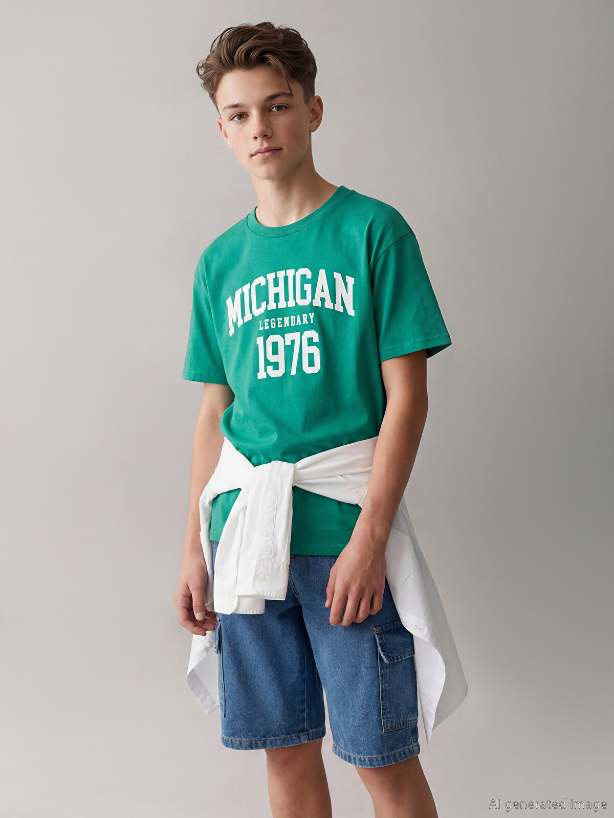 LCW Kids Yeşil Baskılı Erkek Çocuk Tişört - S6BC52Z4-GRE | LCW