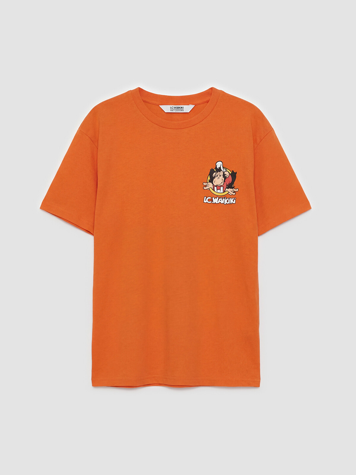 LCW Kids Turuncu Nostaljik Maymun Baskılı Unisex Çocuk Tişört