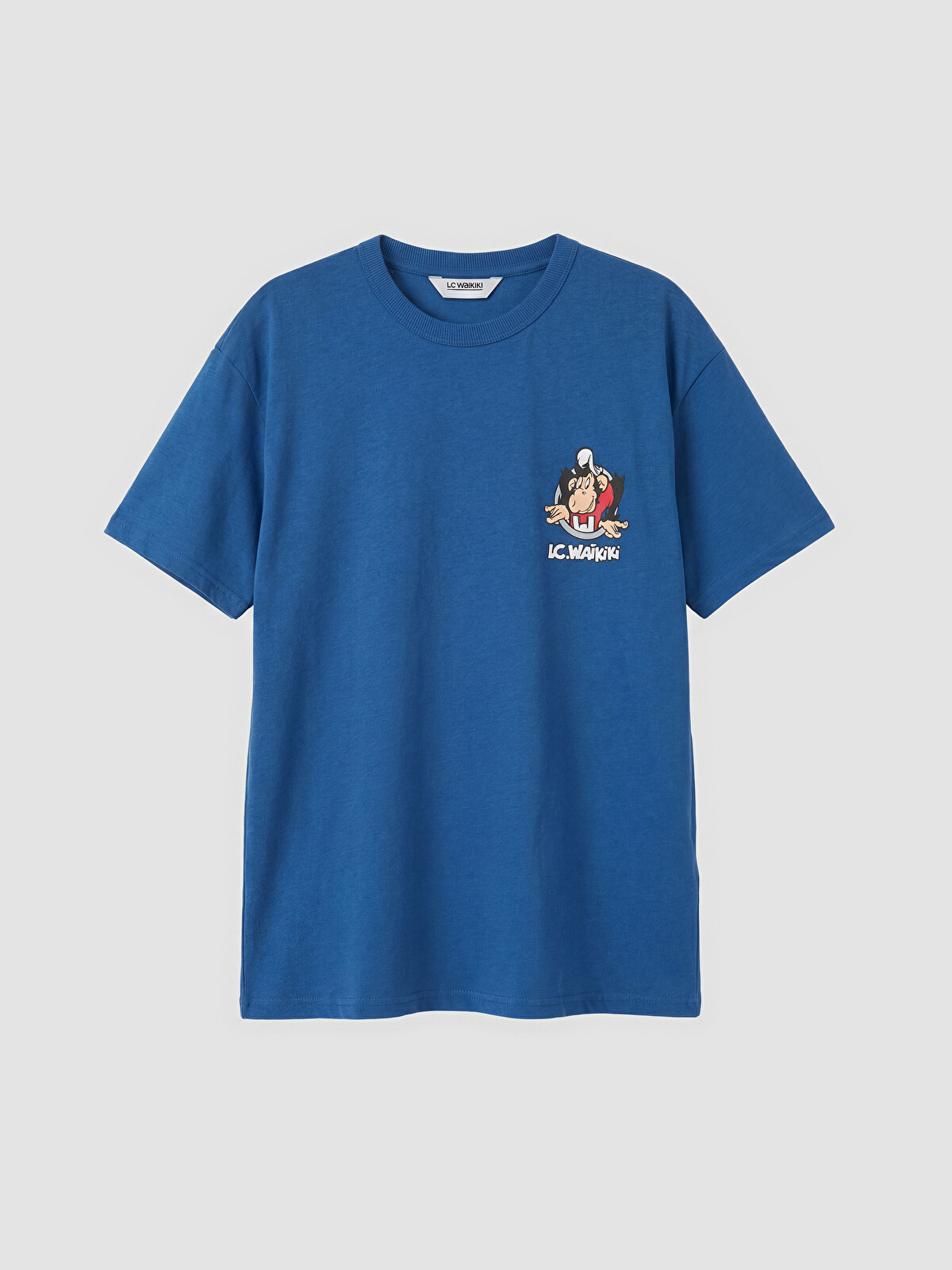 LCW Kids Mavi Nostaljik Maymun Baskılı Unisex Çocuk Tişört