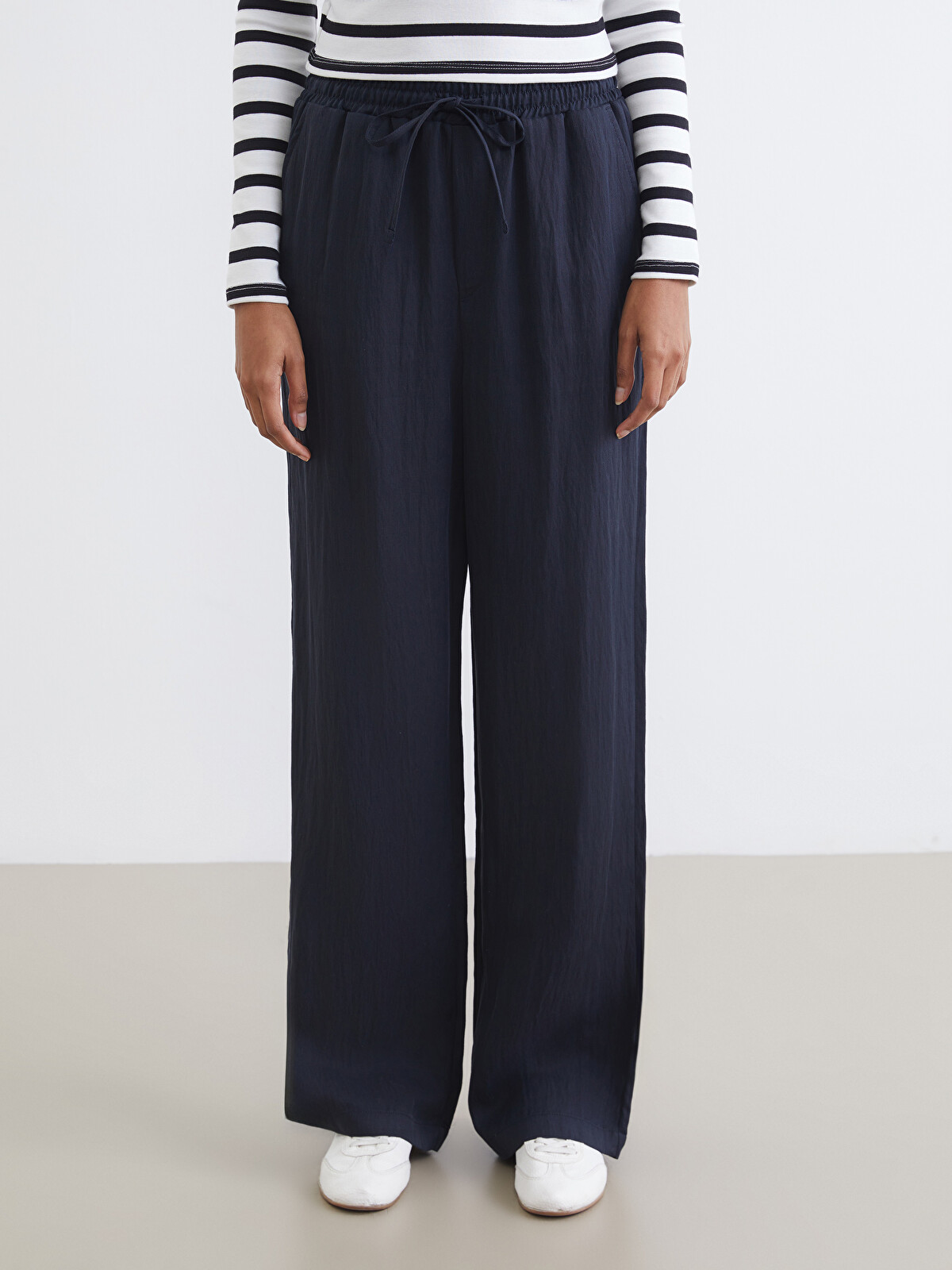 XSIDE Textured Women's Trousers With Elastic Waistband - S6BK43Z8