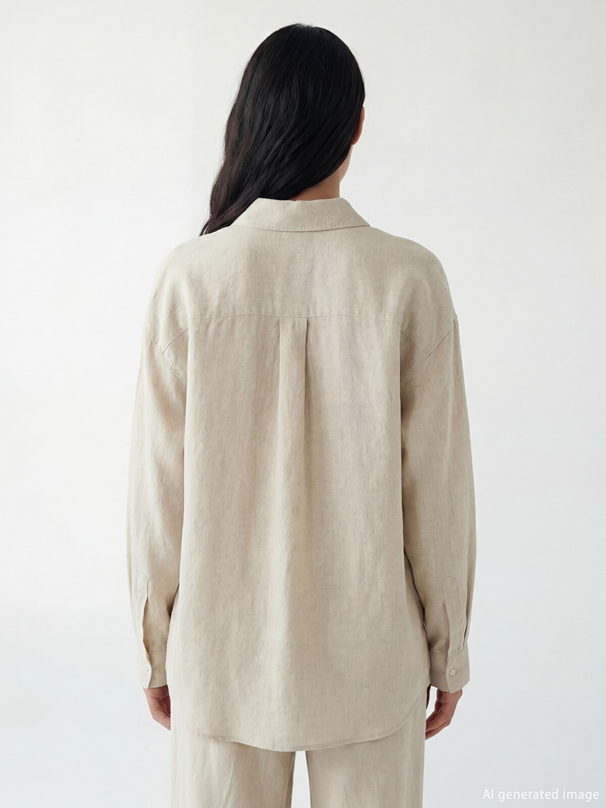 XSIDE Oversize Linen Women's Shirt - S6BK51Z8-CT2 | LC Waikiki