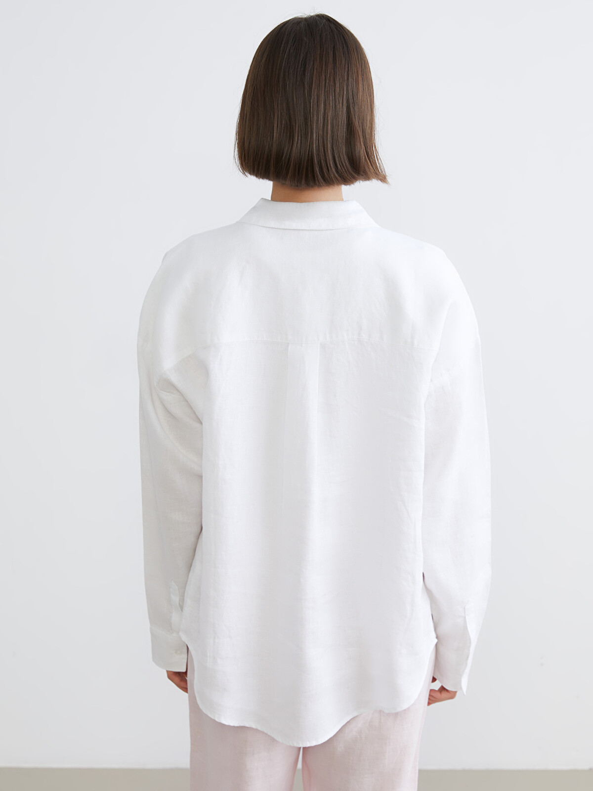 XSIDE Oversize Linen Women's Shirt - S6BK51Z8-Q6K | LC Waikiki