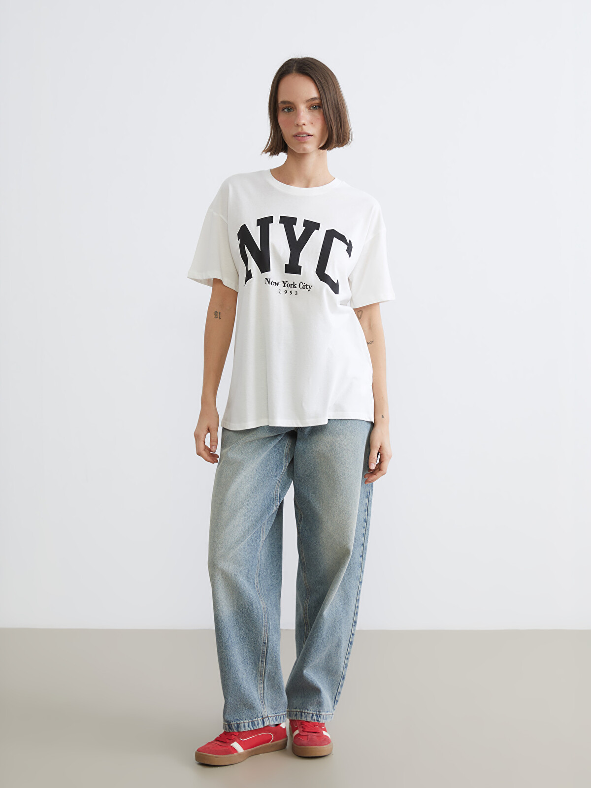 XSIDE NYC Print Crew Neck Women's T-Shirt - S6BN56Z8-R9J - LC Waikiki