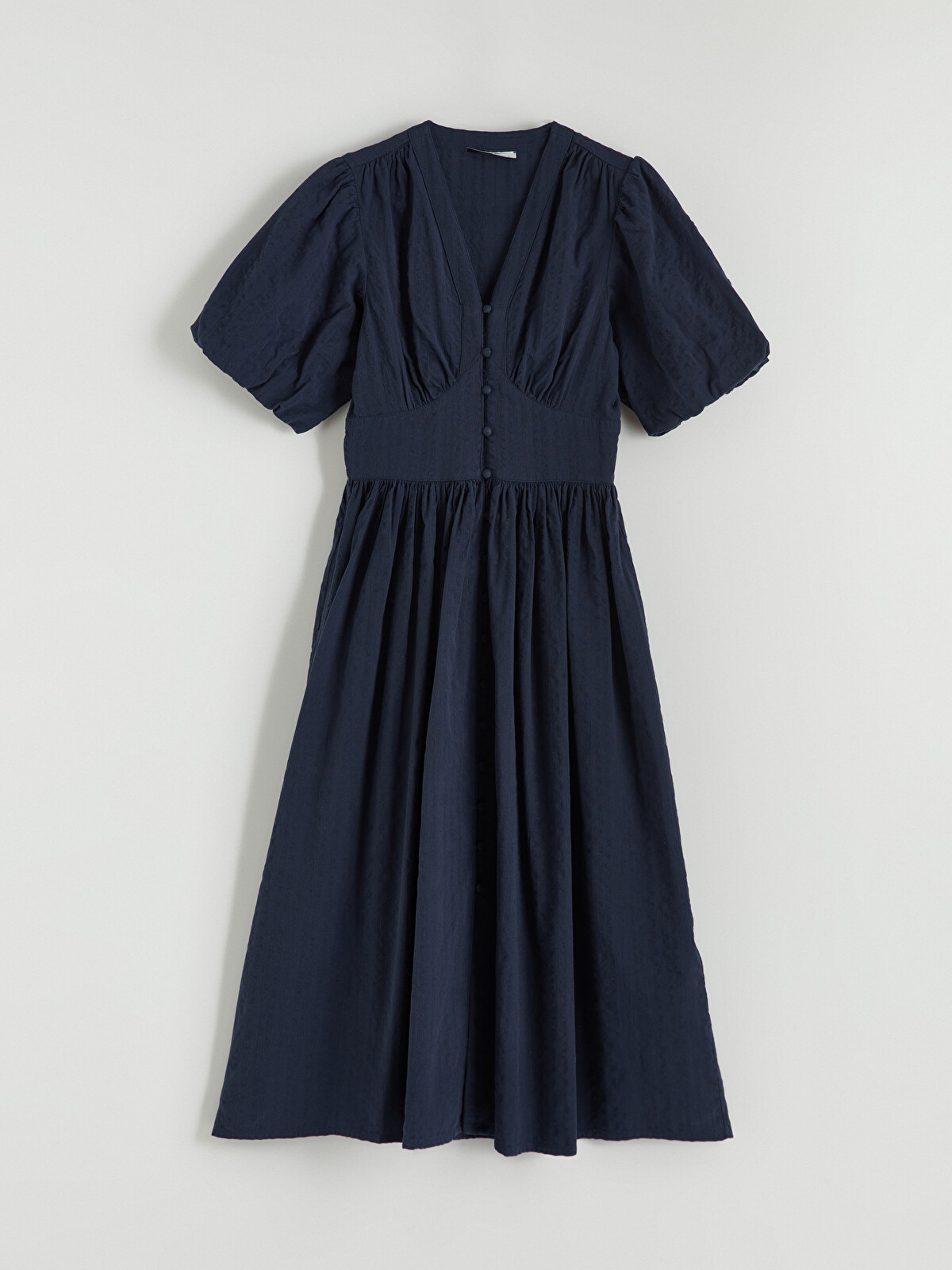 XSIDE V-Neck Textured Fitted Waist Dress - S6BO70Z8-CRP | LC Waikiki