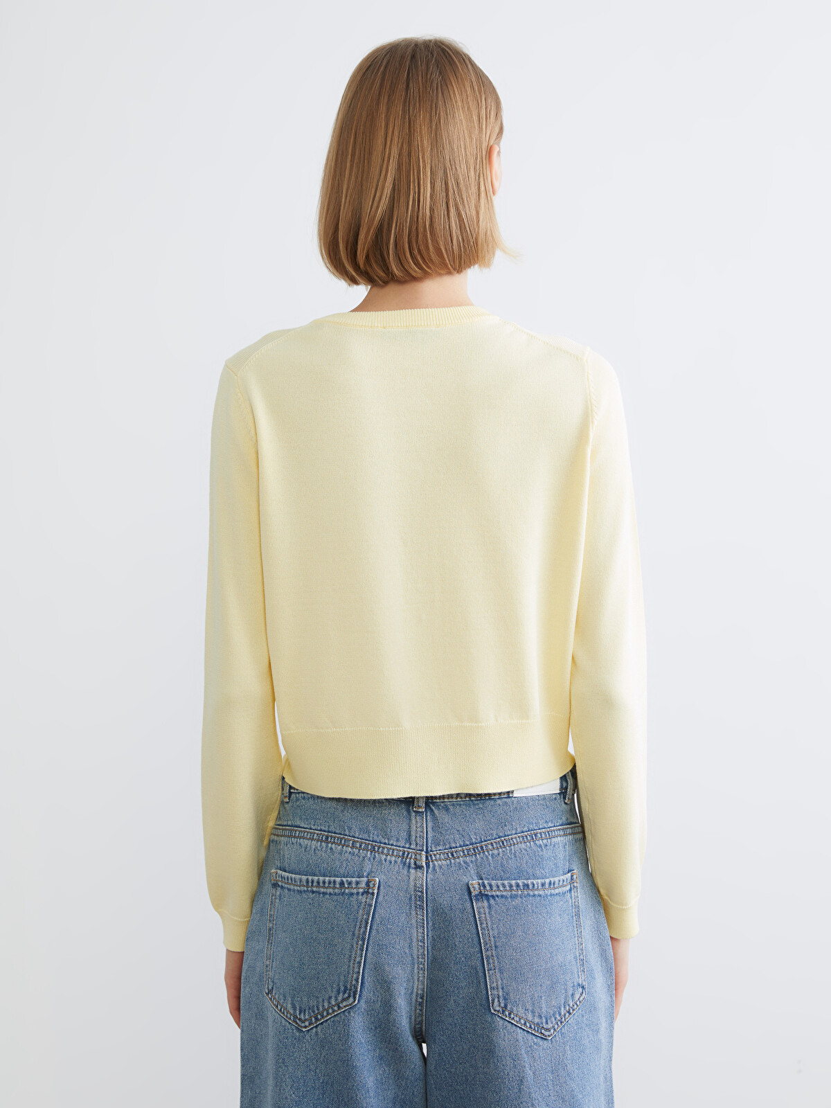 XSIDE Bisiklet Yaka Crop Kadın Triko Hırka - S6BQ06Z8-ZRX | LCW