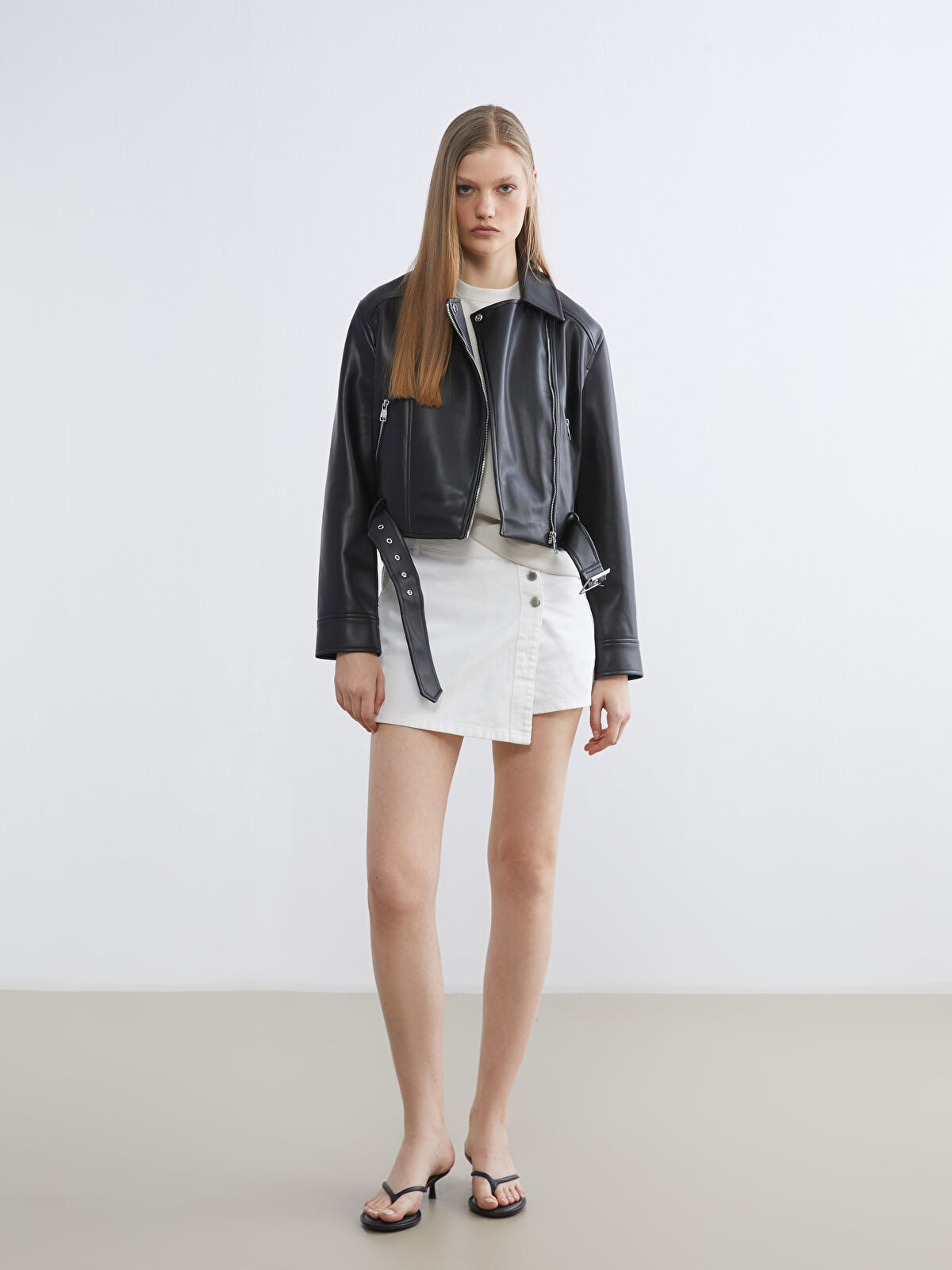 mai ♡ LCW Vision Geacă de damă tip biker cu aspect de piele - S6BT38Z8