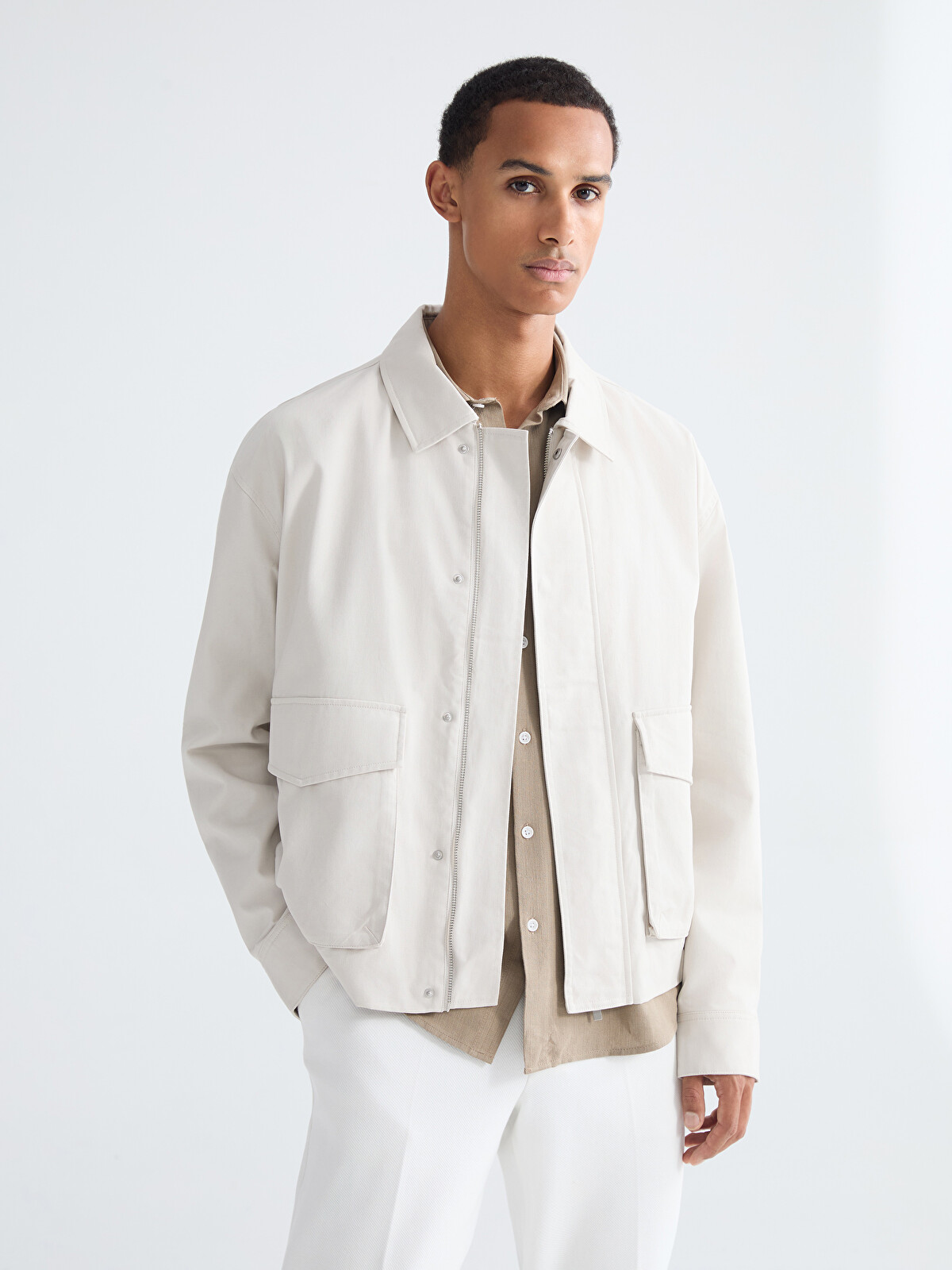 LCW Vision Relaxed Fit Collared Neck Men's Jacket - S6BT65Z8-FEF