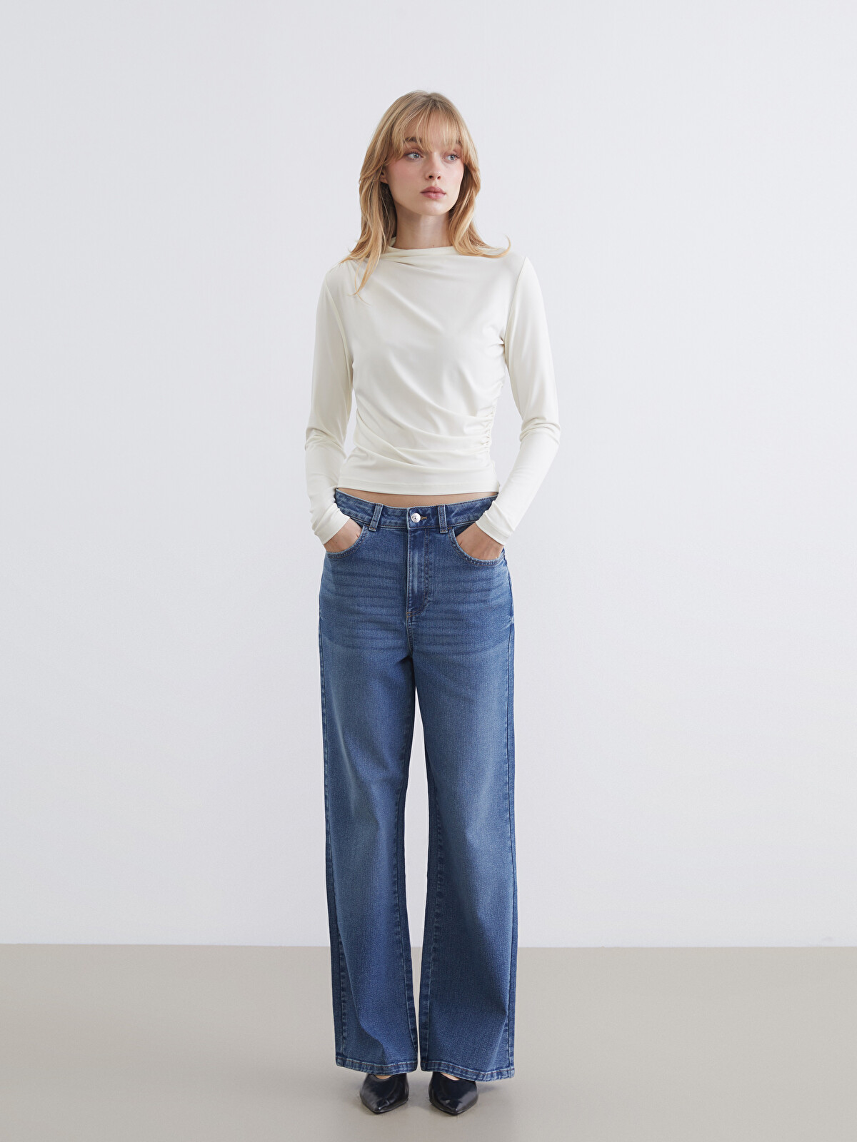LCWAIKIKI Classic Wideleg Kadın Jean Pantolon - S6BU28Z8-H45 | LC