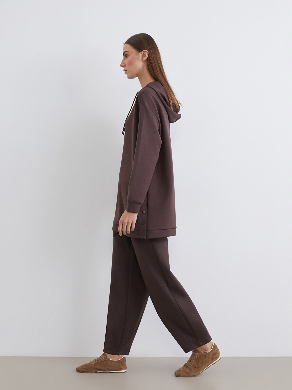 Aurafit V-Line Padded Longsleeve / 焦茶 LCW EVERYDAY Beli Lastikli Soft Touch Kadın Eşofman Altı