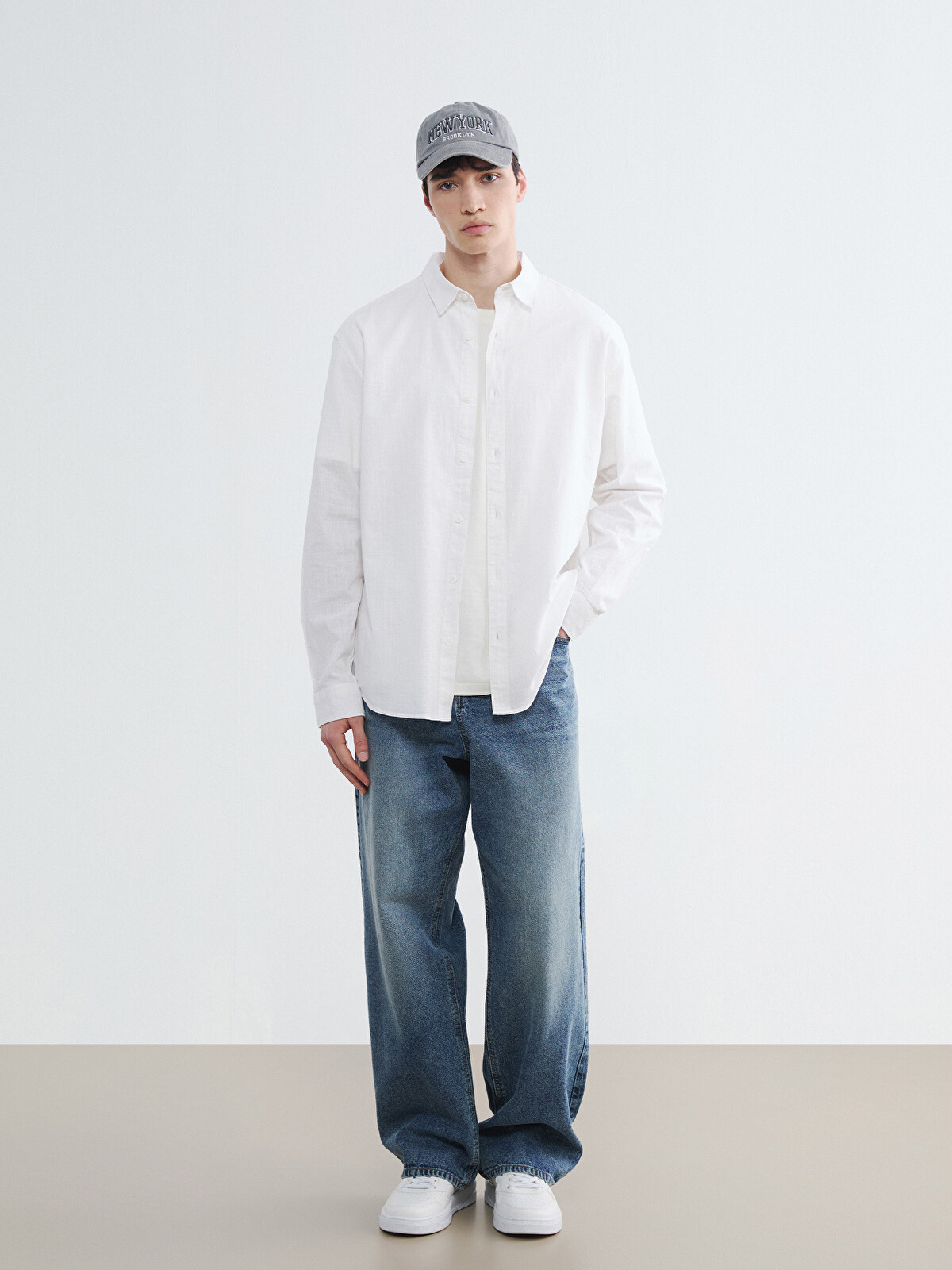 XSIDE Regular Fit Linen Blend Men's Basic Shirt - S6BV60Z8-Q6K