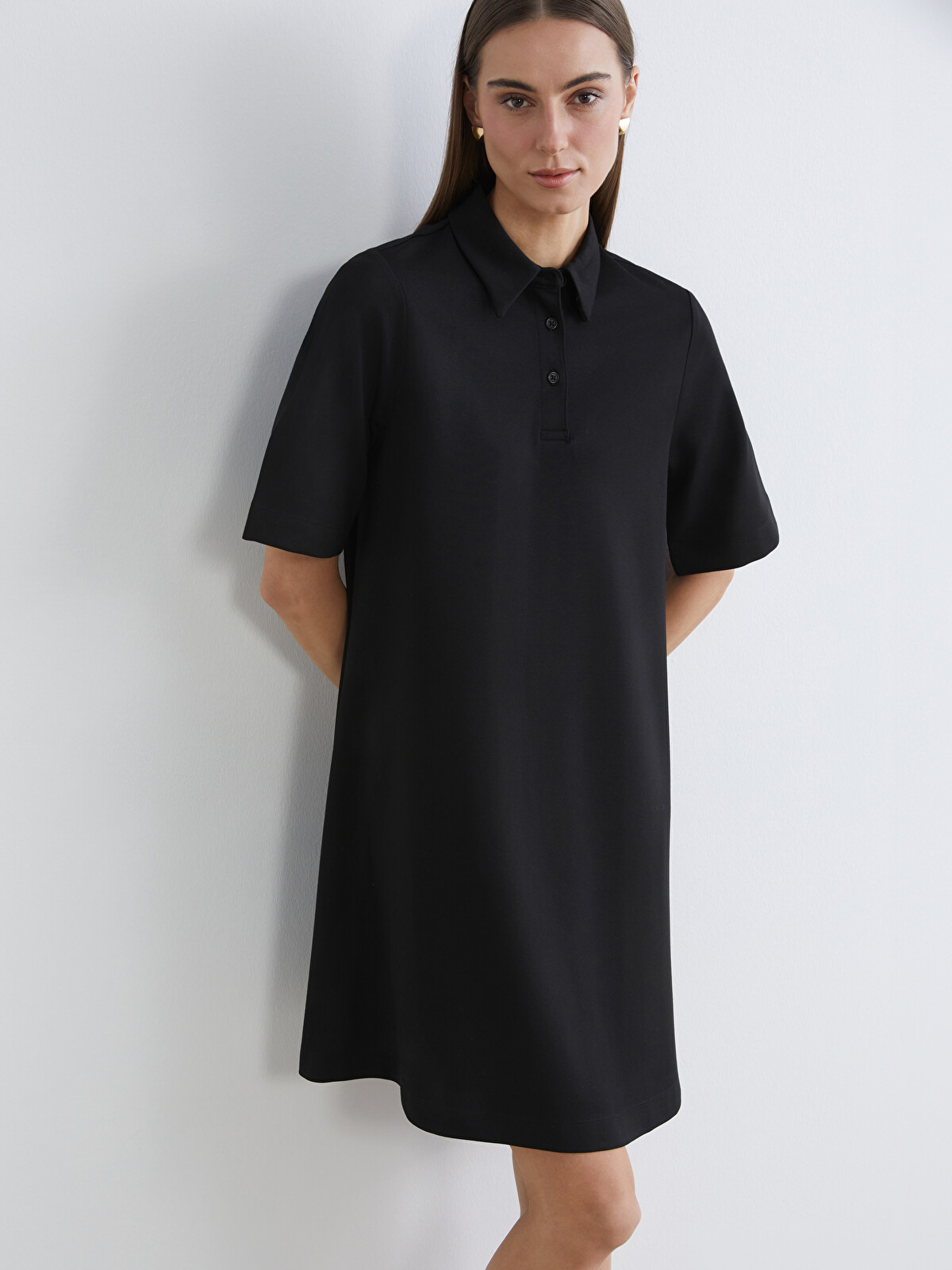 LCW Comfort Collared Mini Dress - S6BV80Z8-CVL | LC Waikiki