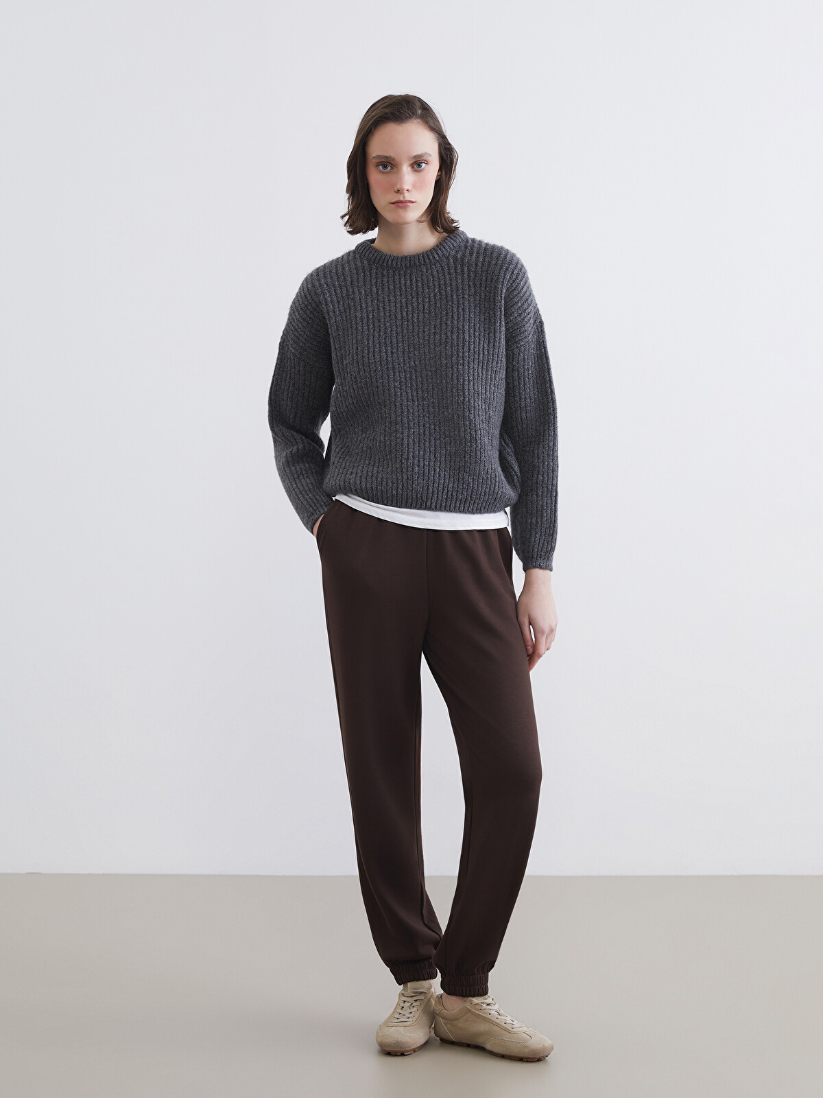 ICHI  XSIDE Pantaloni de trening jogger cu talie elastică Soft Touch