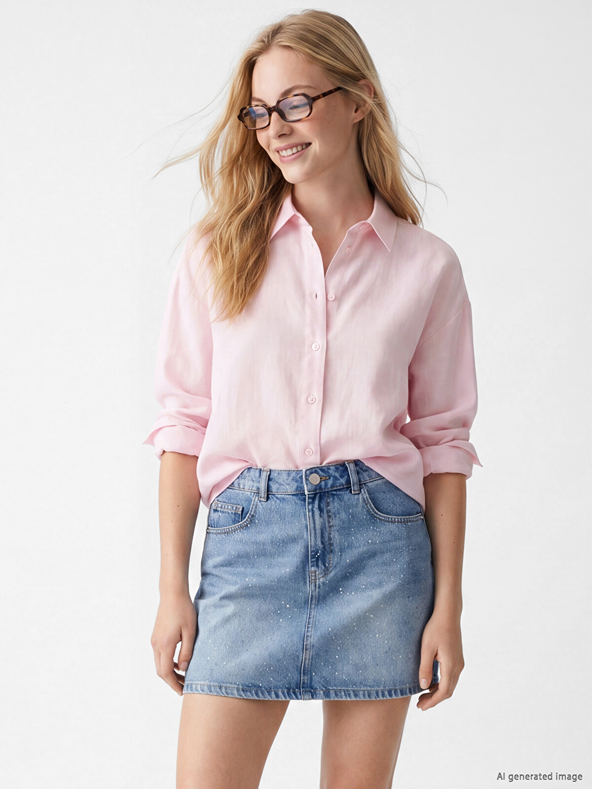 XSIDE Linen Blend Oversize Women's Shirt - S6CF45Z8-DMQ | LC Waikiki