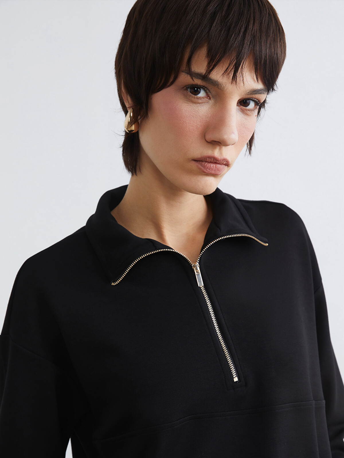 LCW Vision Dik Yaka Soft Touch Kadın Sweatshirt - S6CI25Z8-CVL | LCW