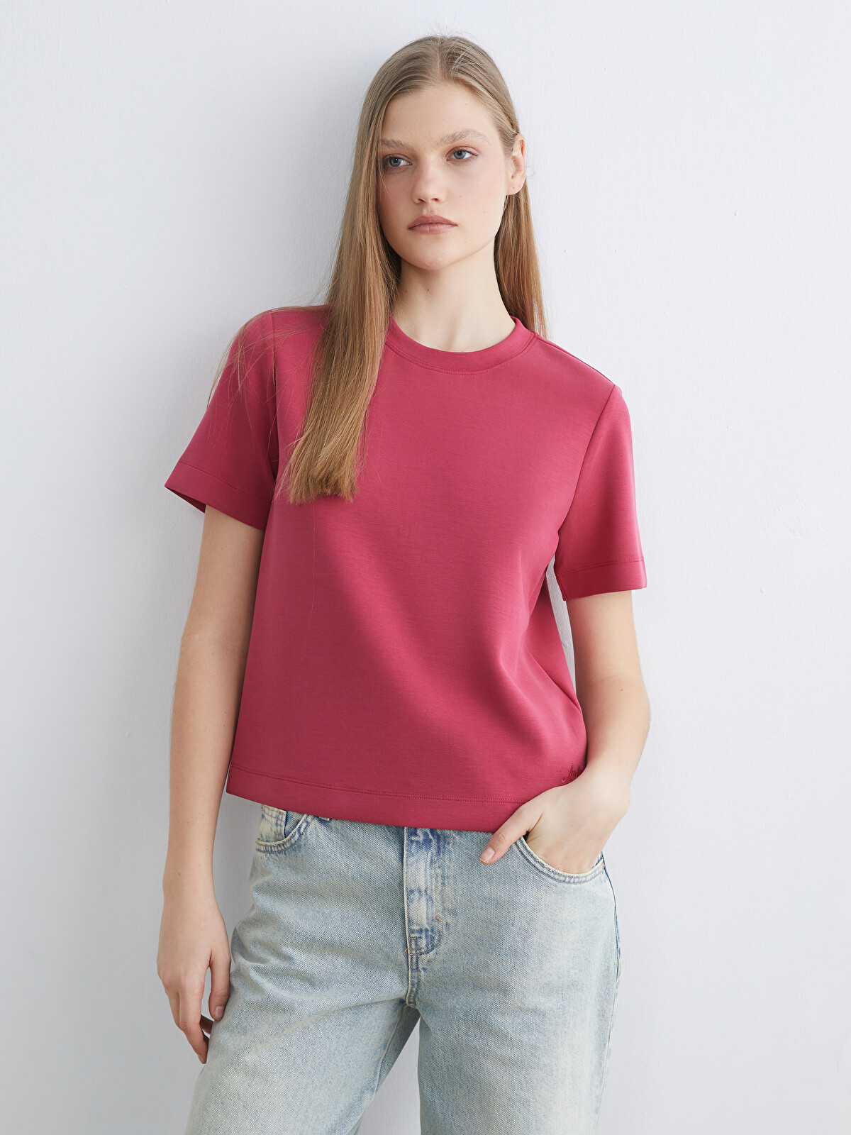 LCW Vision Soft Touch Crew Neck Women's T-Shirt - S6CM67Z8-HMH