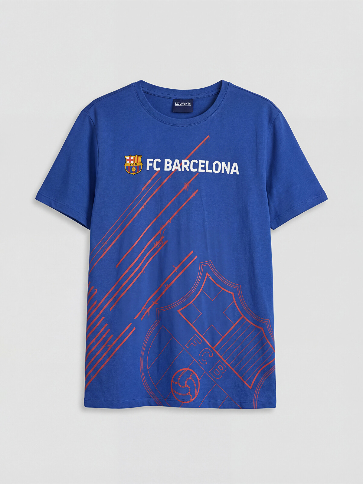 LCW Kids Mavi FC Barcelona Baskılı Erkek Çocuk Şortlu Pijama