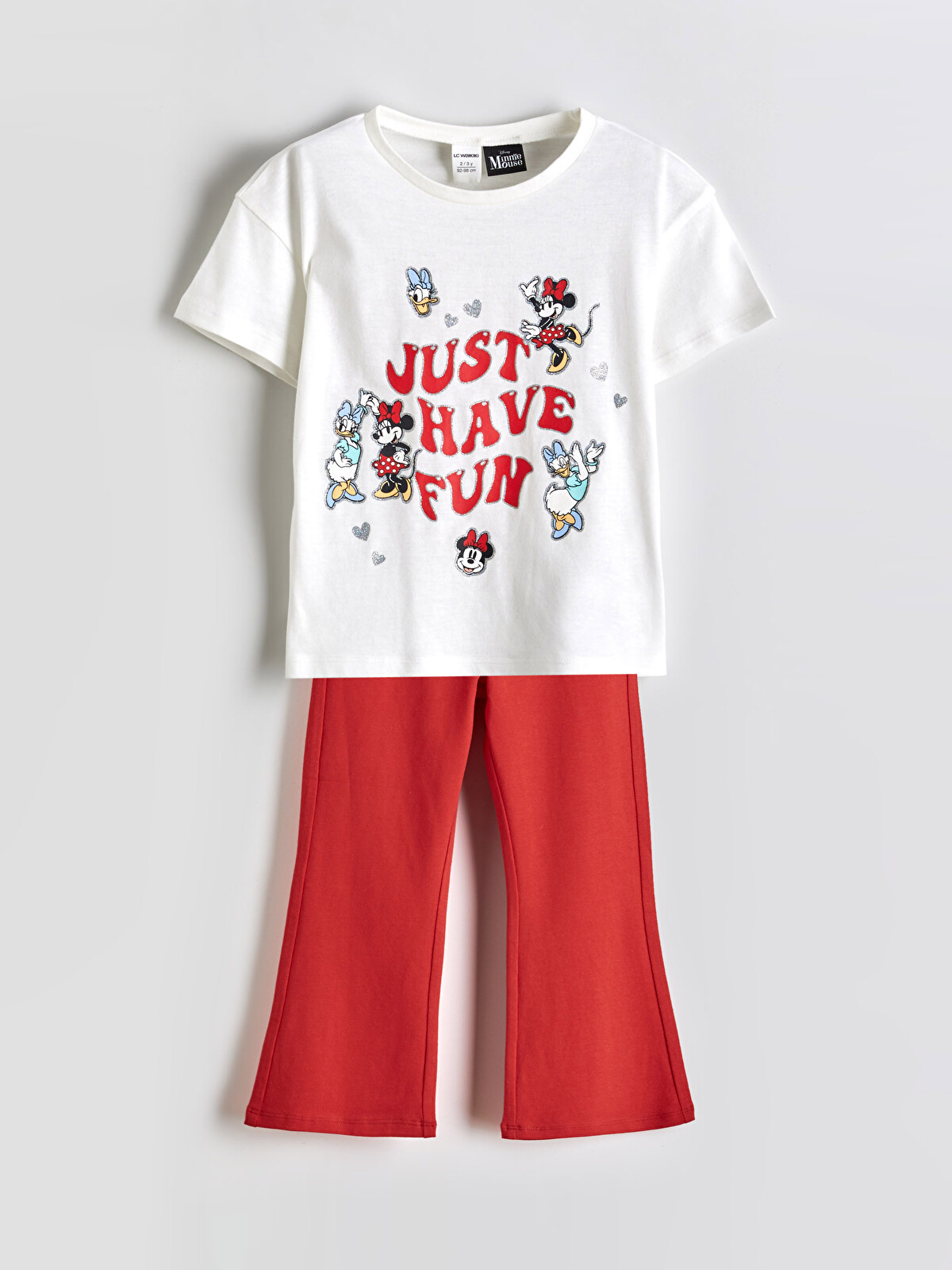 LCW Kids Minnie Mouse Print T-shirt and Trousers Set for Girls