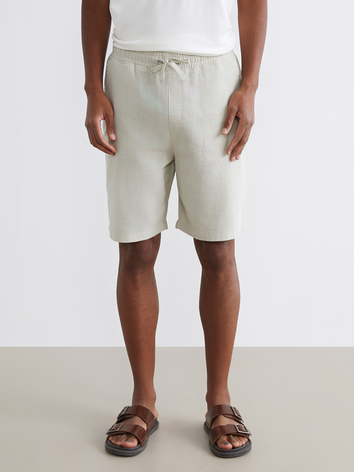 XSIDE Loose Fit Linen-look Men's Shorts - S6CO81Z8-J1R | LC Waikiki