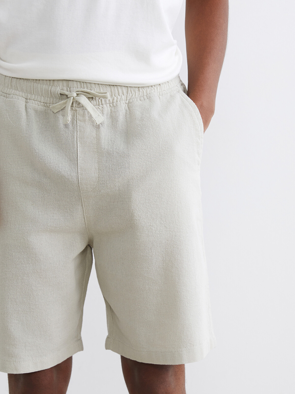 XSIDE Loose Fit Linen-look Men's Shorts - S6CO81Z8-J1R | LC Waikiki