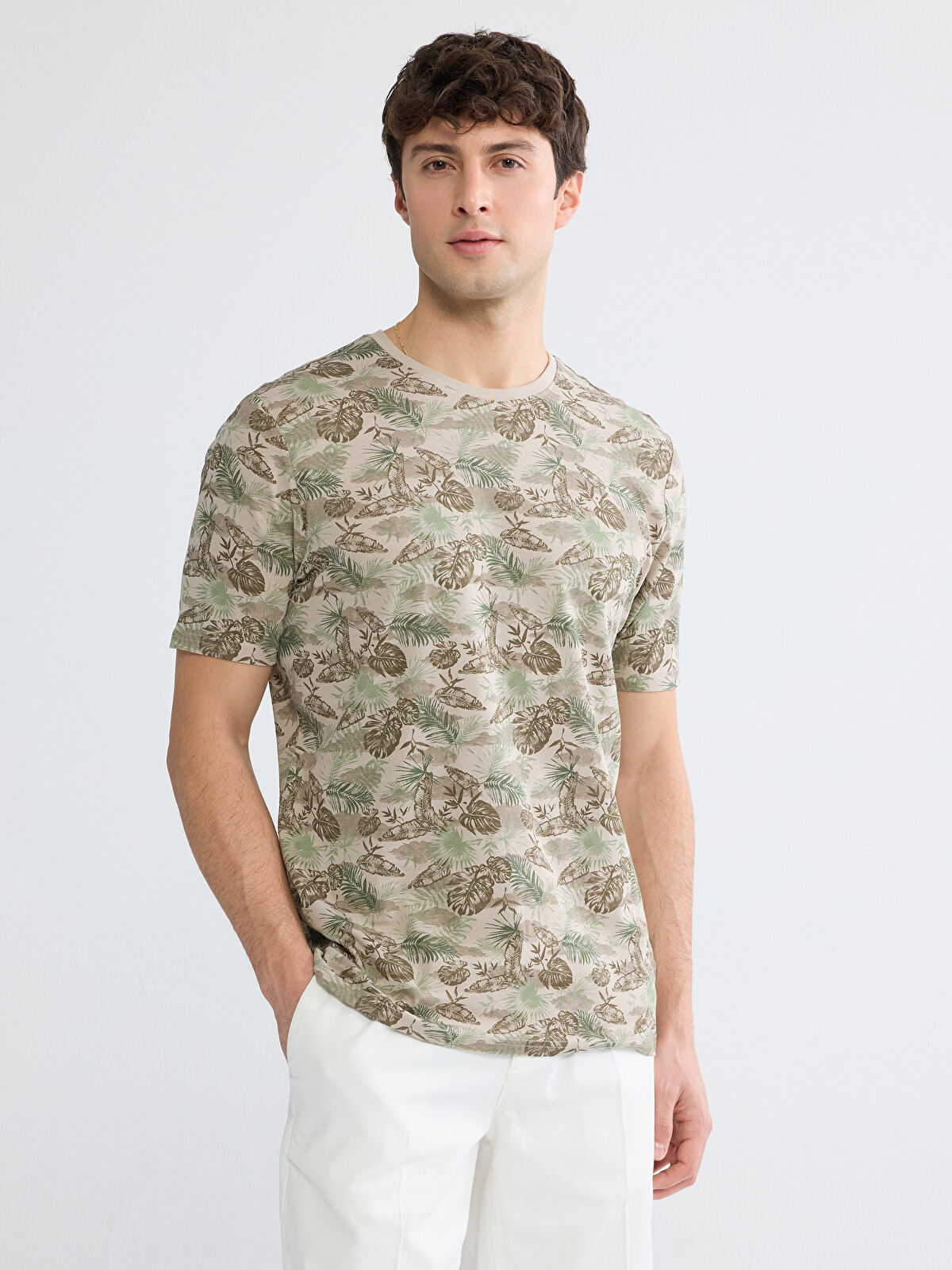 LCWAIKIKI Classic Crew Neck Patterned Jersey Men's T-Shirt