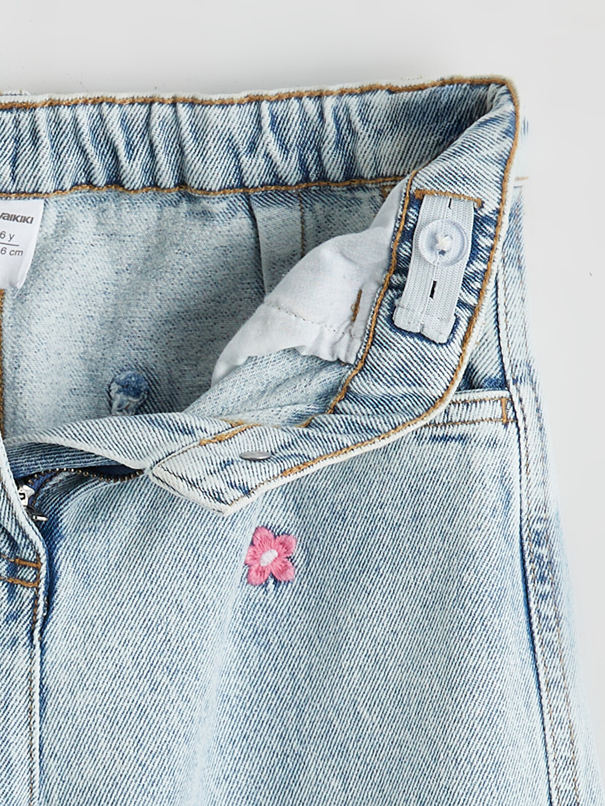 LCW Kids Girls' Jean Pants with Adjustable Elastic Waistband