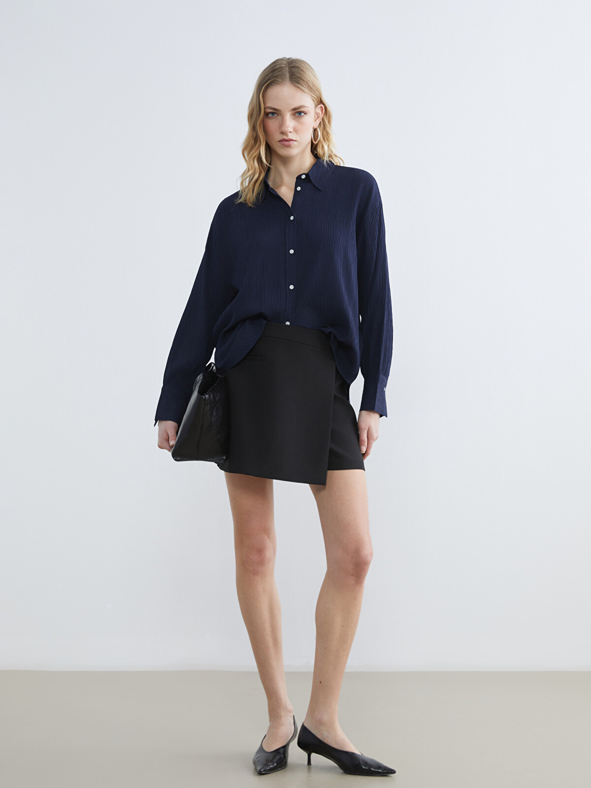 LCW Vision Textured Oversized Women's Shirt - S6DB67Z8-8N4 | LC