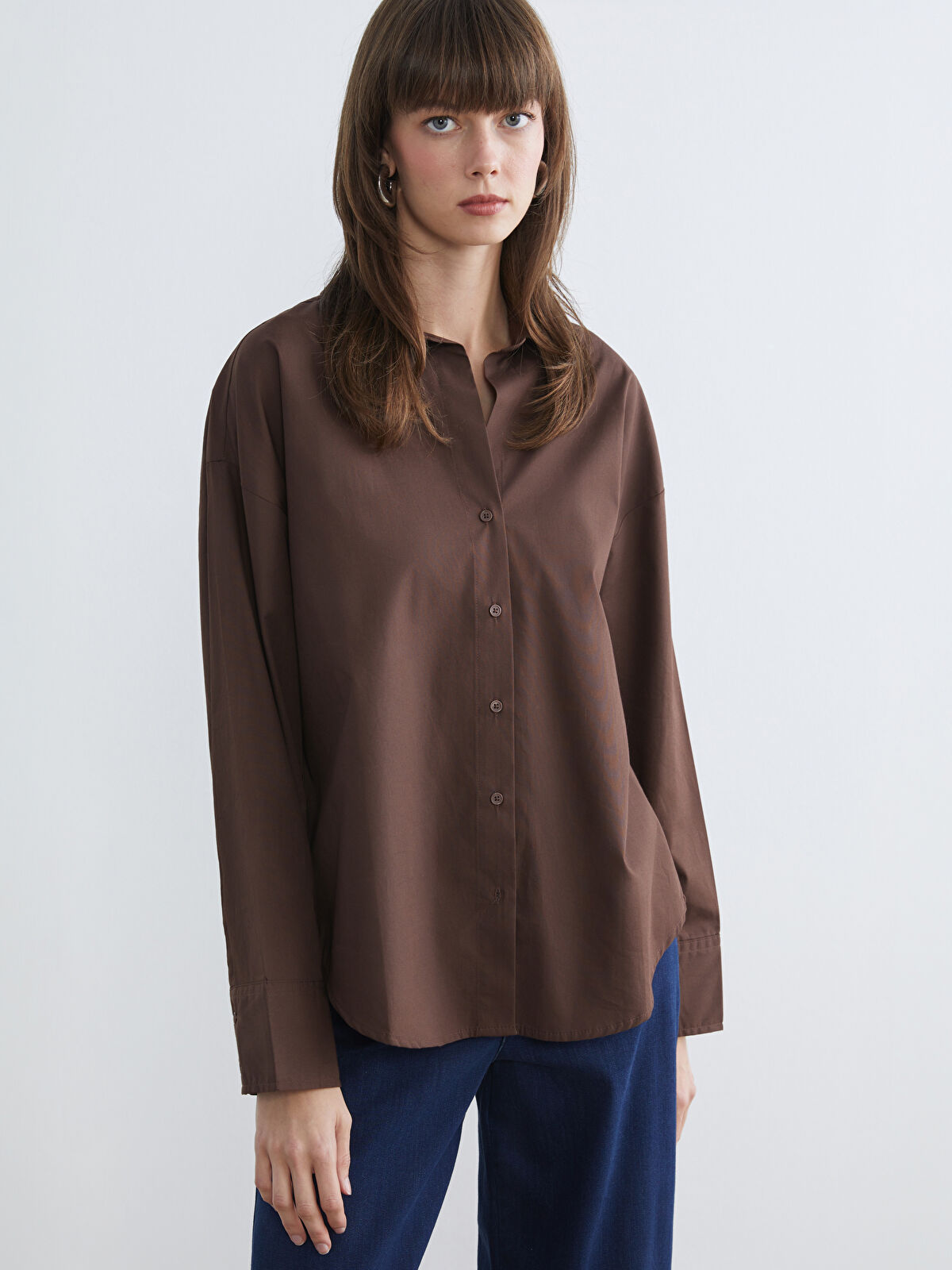 DeuxiemeClasse WIDE LINEN シャツ 新色ブラウン LCW Vision Striped Linen Blend Women's Shirt - S6ME41Z8-LEW - LC