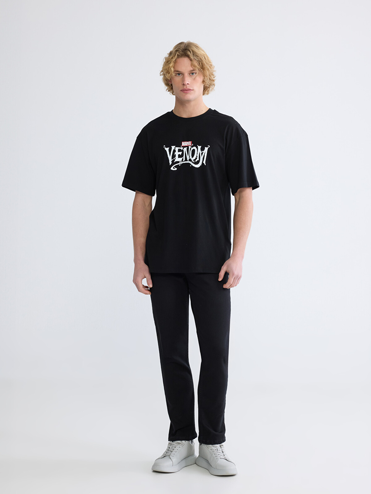 XSIDE Oversize Bisiklet Yaka Venom Baskılı Erkek Tişört - S6DB87Z8