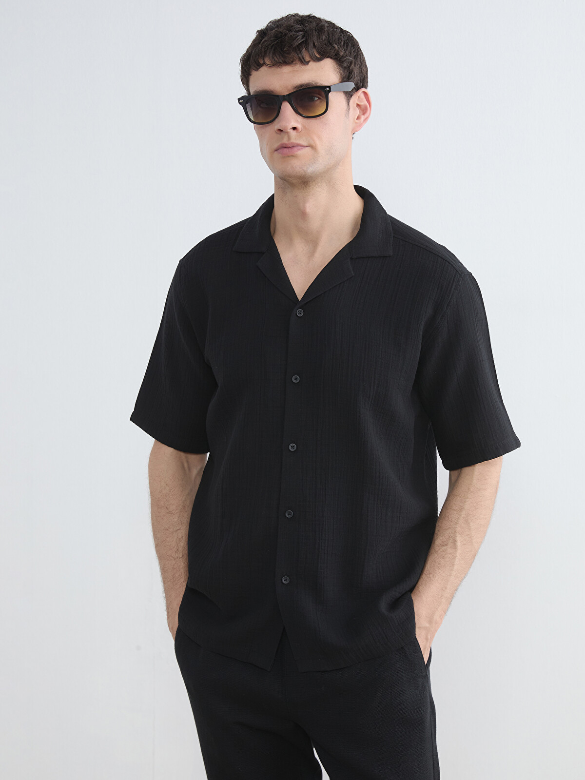 LCW Vision Regular Fit Camp Collar Muslin Men's Shirt