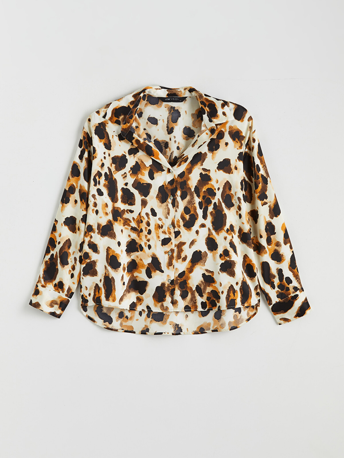LCW Vision Leopard Print Oversize Satin Women's Shirt - S6DJ74Z8