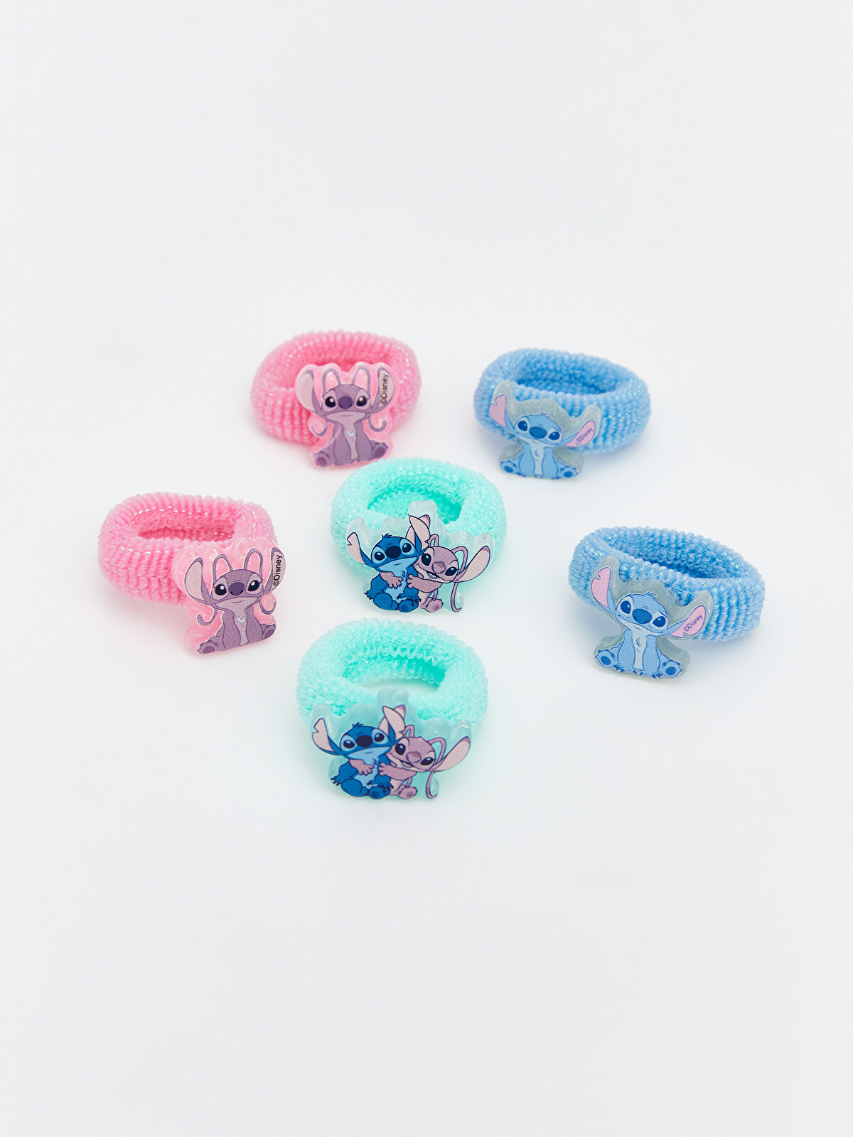 LCW JOY Lilo ve Stitch Baskılı Kız Çocuk Lastik Toka Seti 6'lı