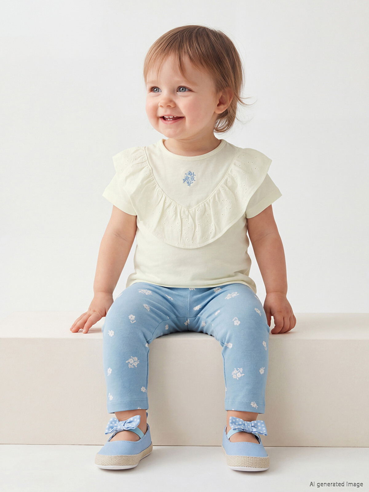 LCW baby Ekru Çiçekli Kız Bebek Takım - S6DS09Z1-FDU | LCW