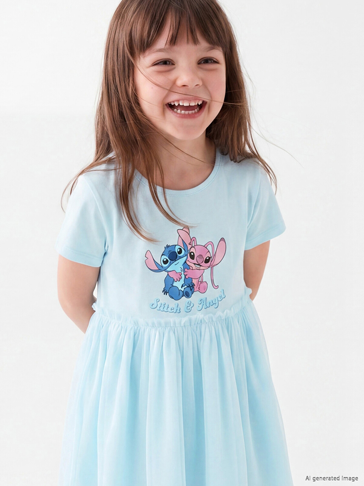 LCW Kids Stitch and Angela Printed Girls' Frilled Dress - S6DT89Z1