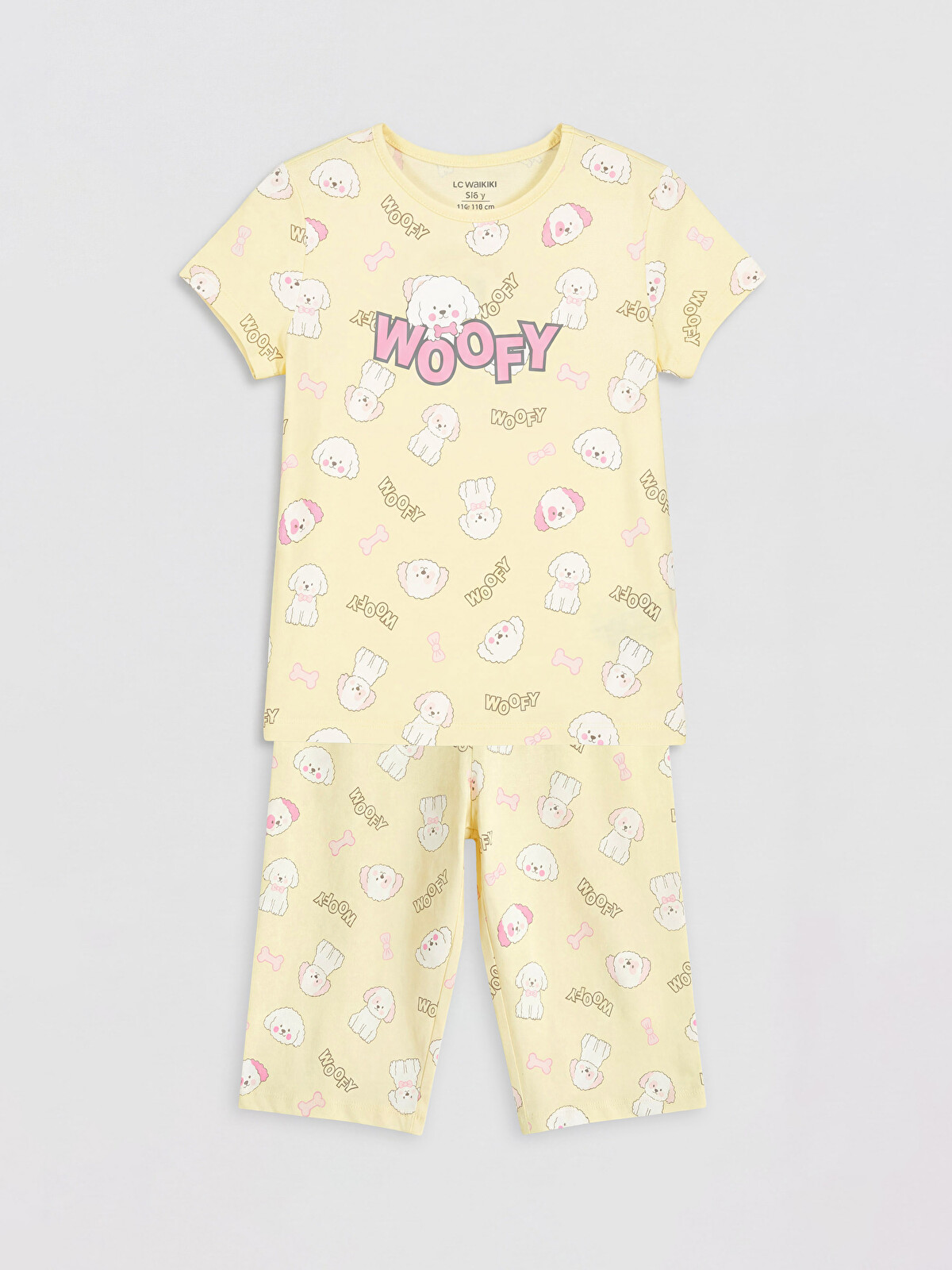 【ちゃんちゃん】S×30 LCW Kids Sarı Bisiklet Yaka Kız Çocuk Kaprili Pijama Takımı