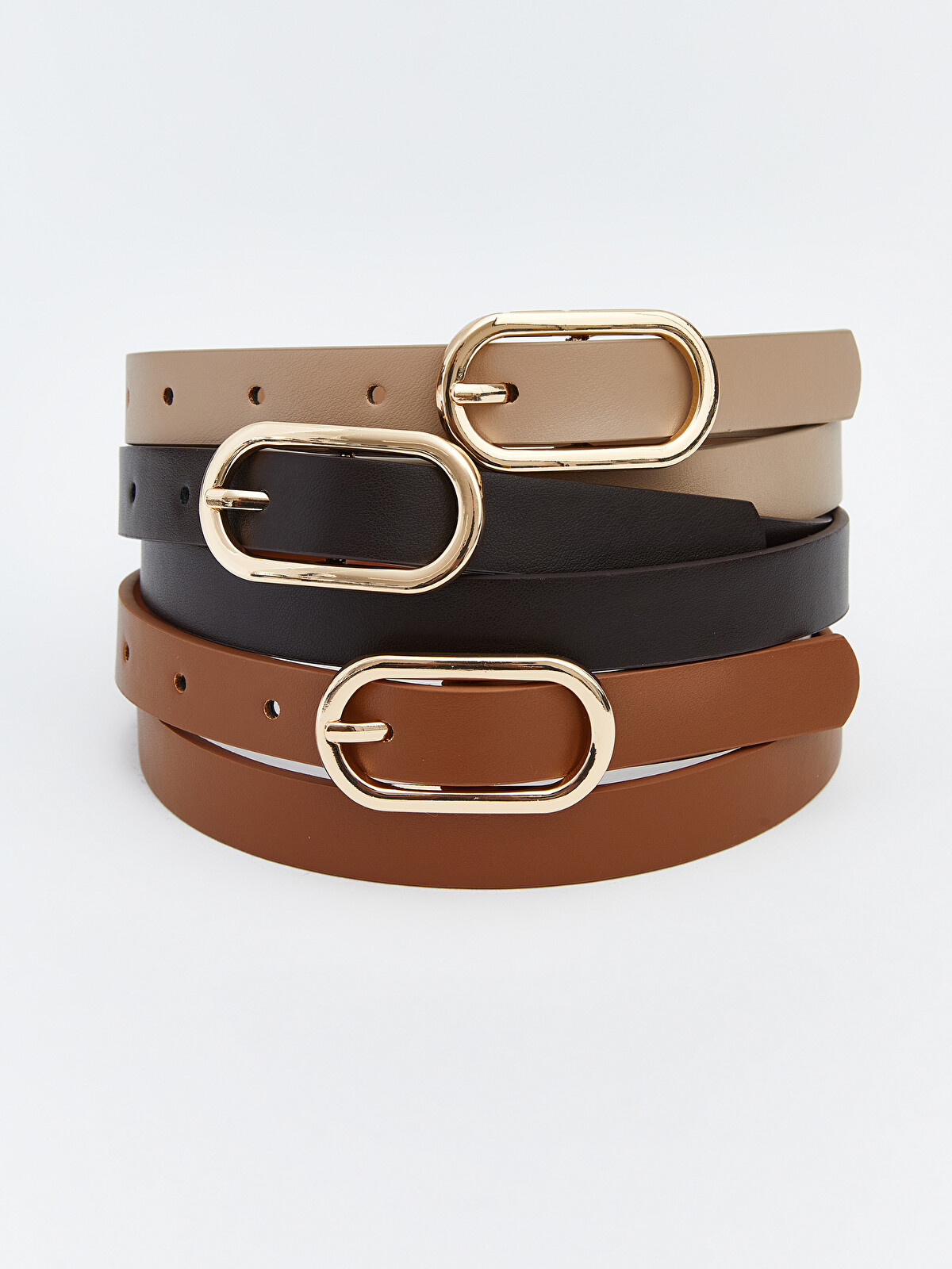 LCW ACCESSORIES Women's Faux Leather Belt Set of 3 - S6EF29Z8-E5N