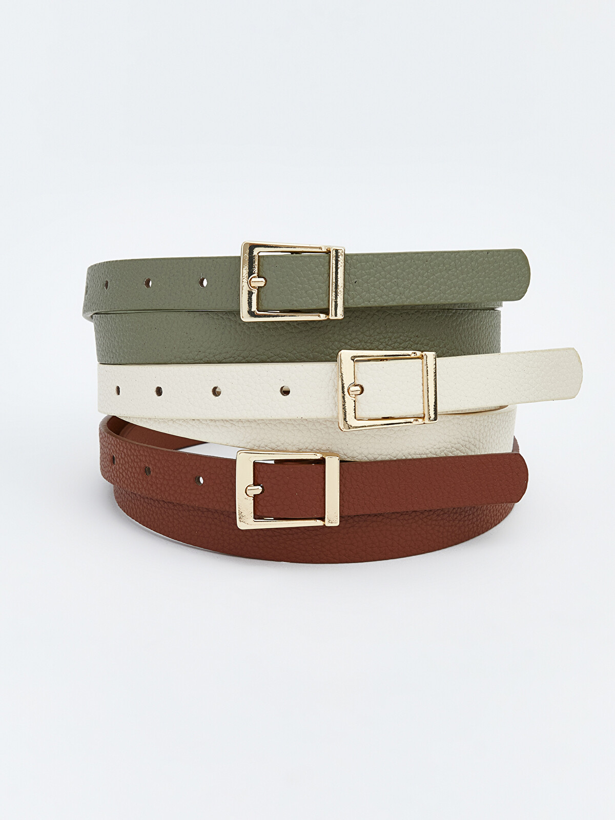 LCW ACCESSORIES Women's Faux Leather Belt Set Of 3 - S6EH40Z8-CS5