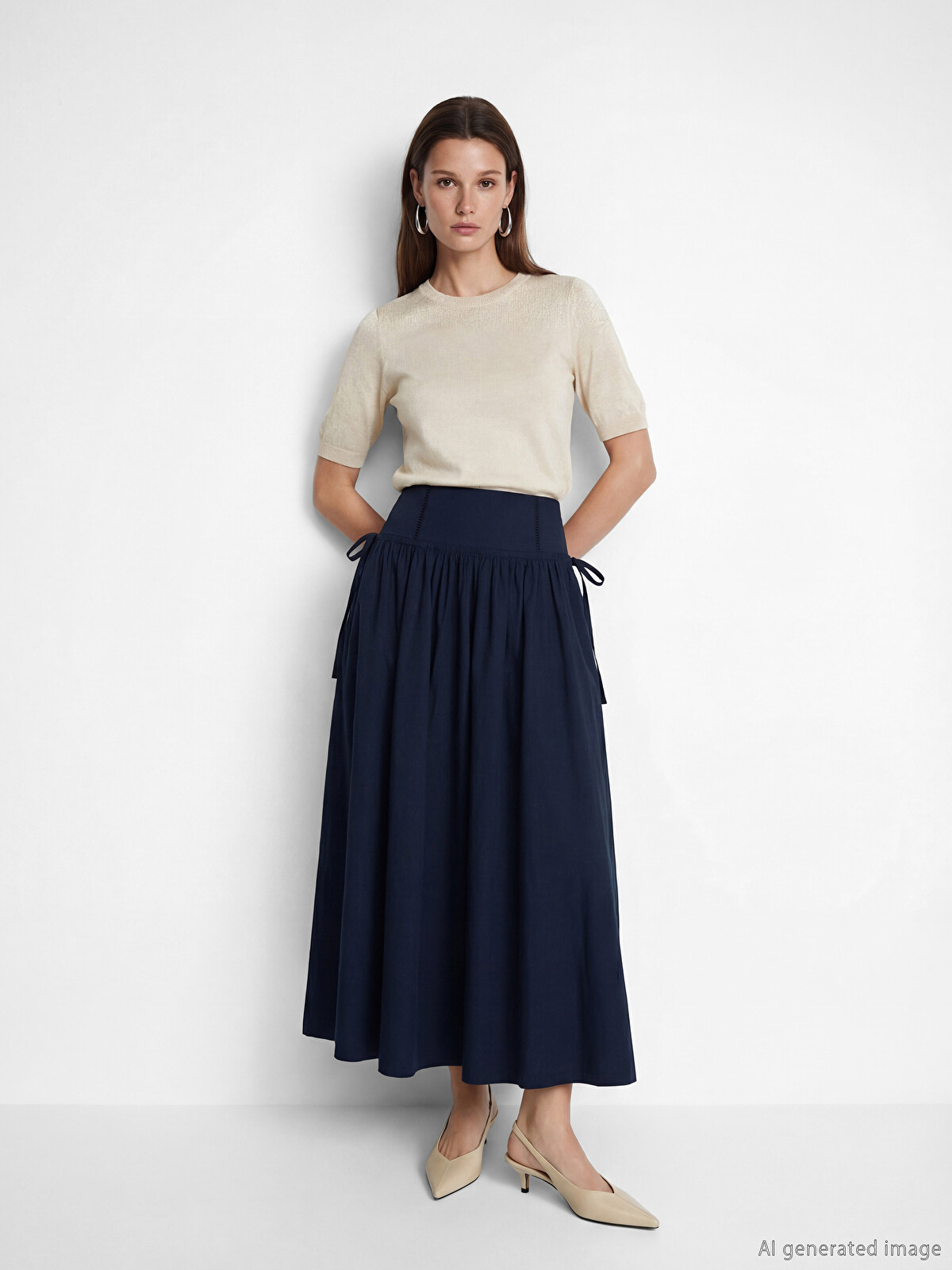 LCW Modest Beli Fermuarlı Bağcıklı Kloş Etek - S6EP73Z8-ZPK | LC