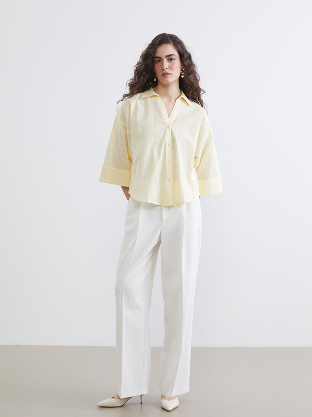 LCW Vision Oversize Poplin Women's Shirt - S6EQ69Z8-ETY | LC Waikiki