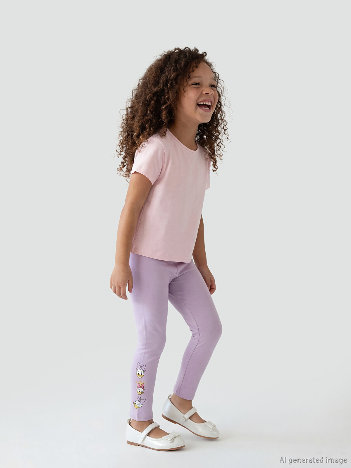 LCW Kids Daisy Duck Printed Girls' Leggings 2 Pack - S6FD44Z1-G3W