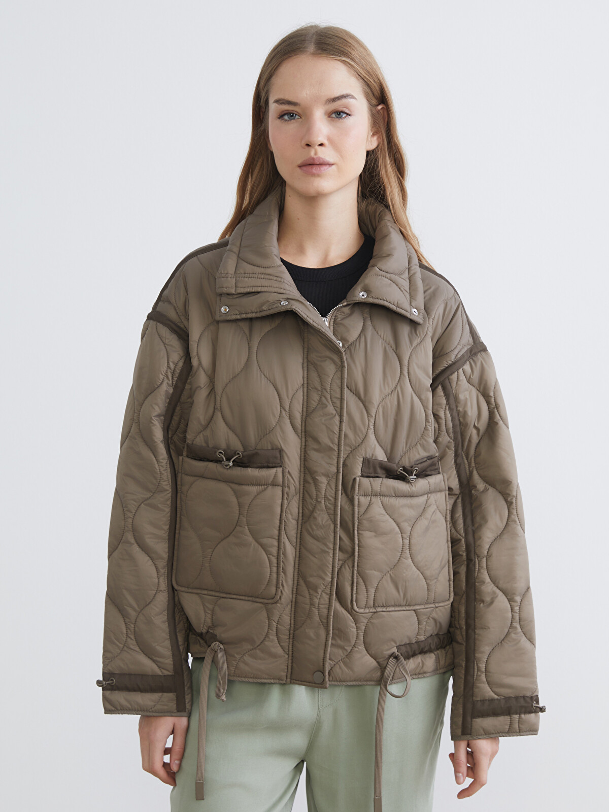 XSIDE Funnel Neck Quilted Women's Puffer Coat - S6FF02Z8-KEL | LC