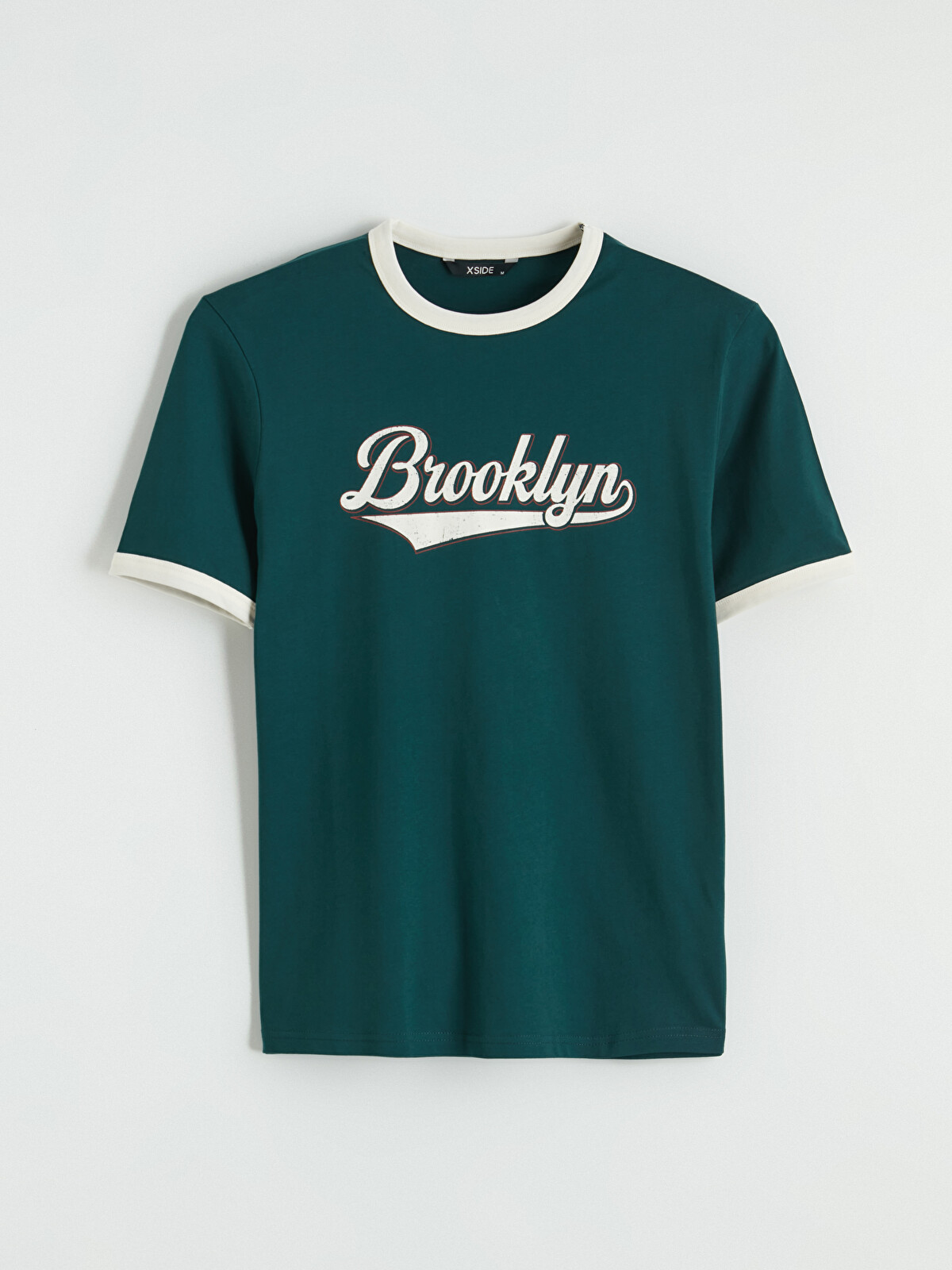 XSIDE Yeşil Bisiklet Yaka Brooklyn Baskılı Erkek Tişört - S6FG56Z8