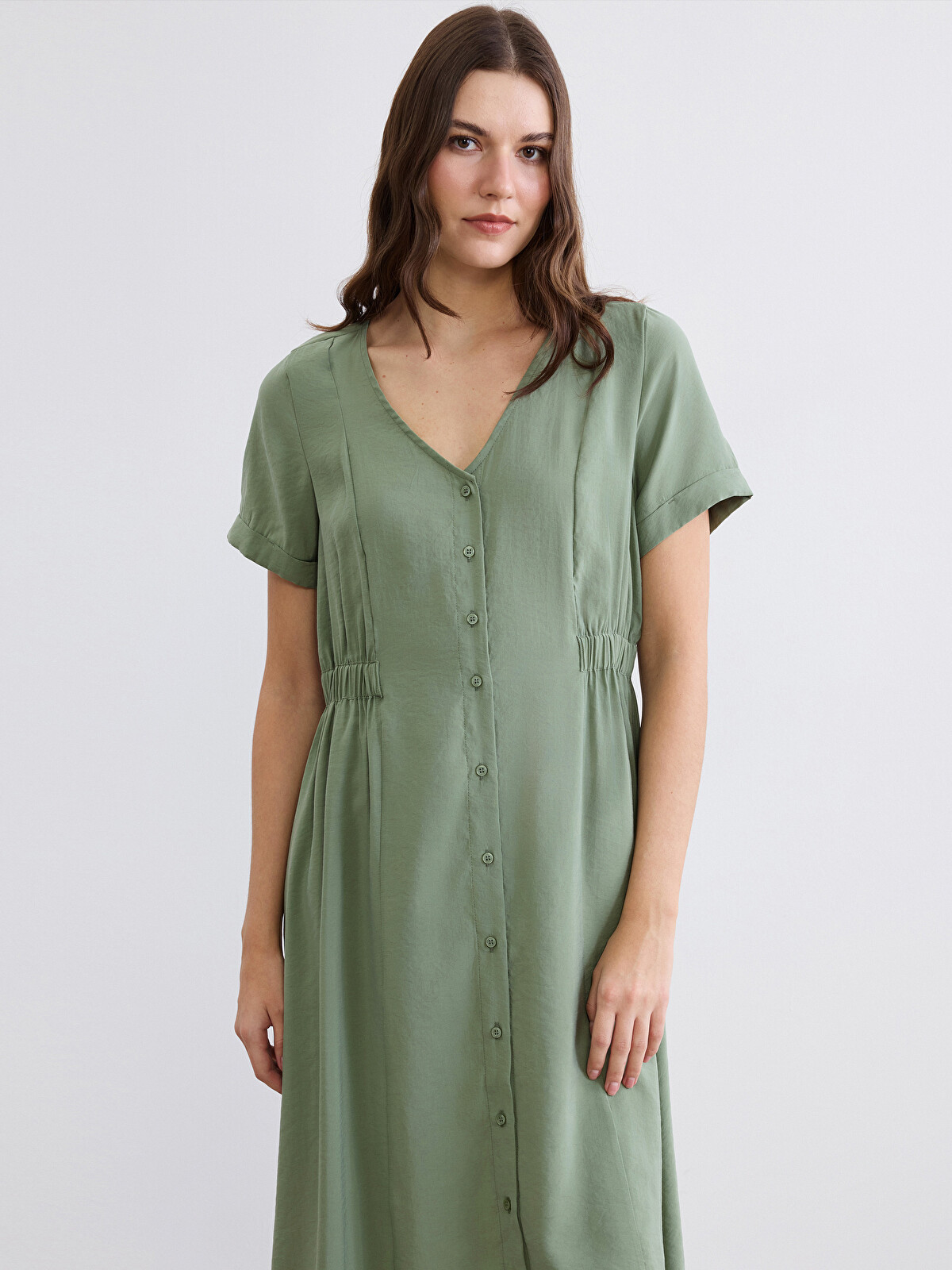 LCW Comfort V Yaka Belden Oturtmalı Elbise - S6FG70Z8-CYW | LCW