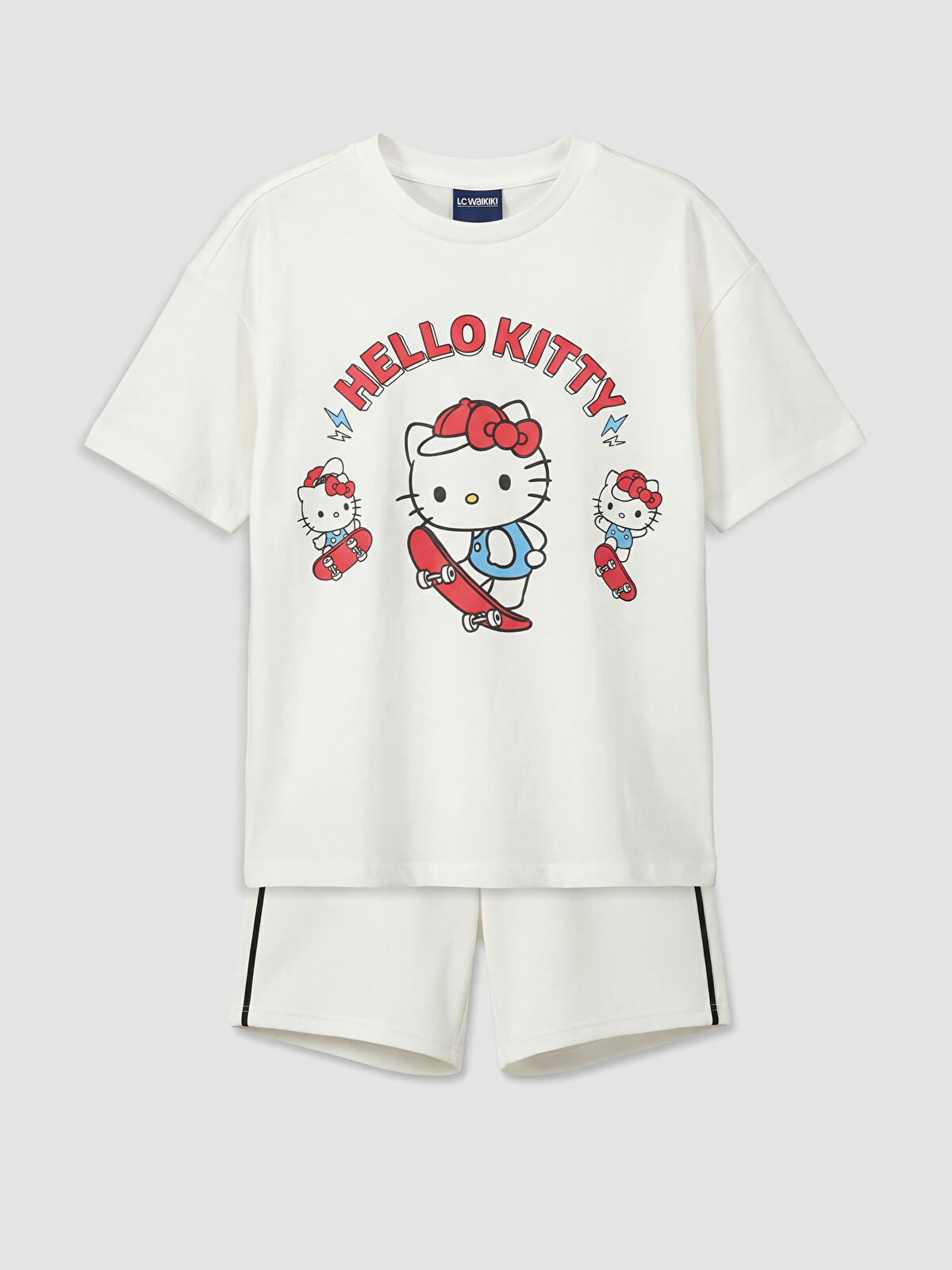 わたる Hello Kitty LCW Kids Beyaz Hello Kitty Baskılı Kız Çocuk Soft Touch Takım