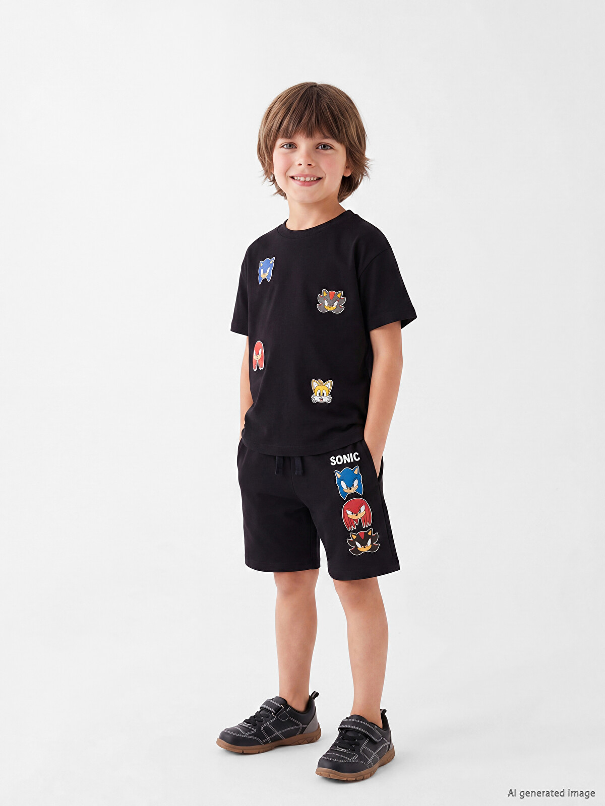 LCW Kids Siyah Sonic Baskılı Erkek Çocuk Şort - S6FL67Z1-CVL | LCW