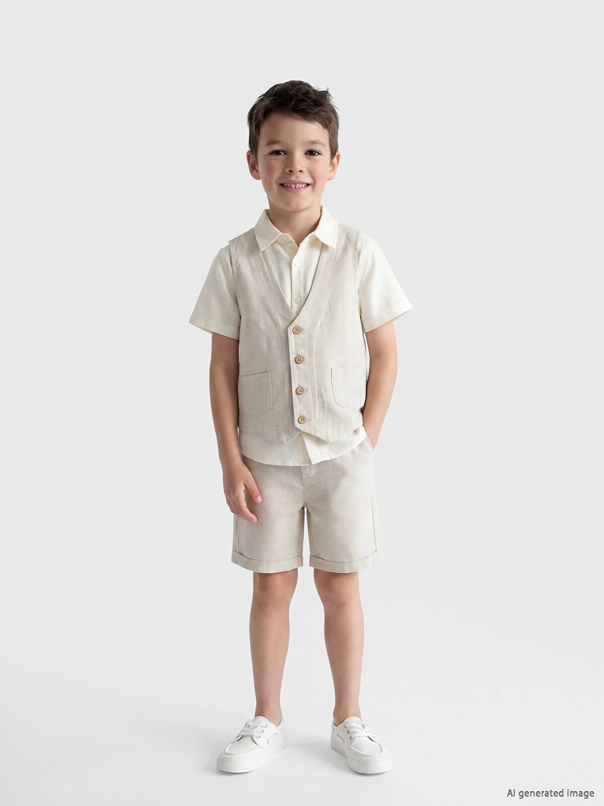 LCW Kids Erkek Çocuk Keten Karışımlı Yelekli Takım - S6FP42Z1-FDU