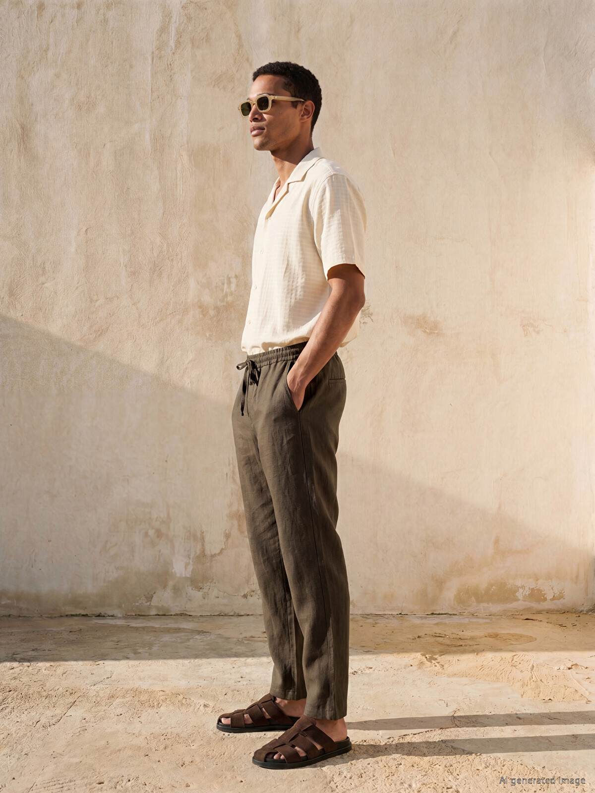 LCW Vision Regular Fit Erkek Keten Görünümlü Pantolon - S6FP47Z8